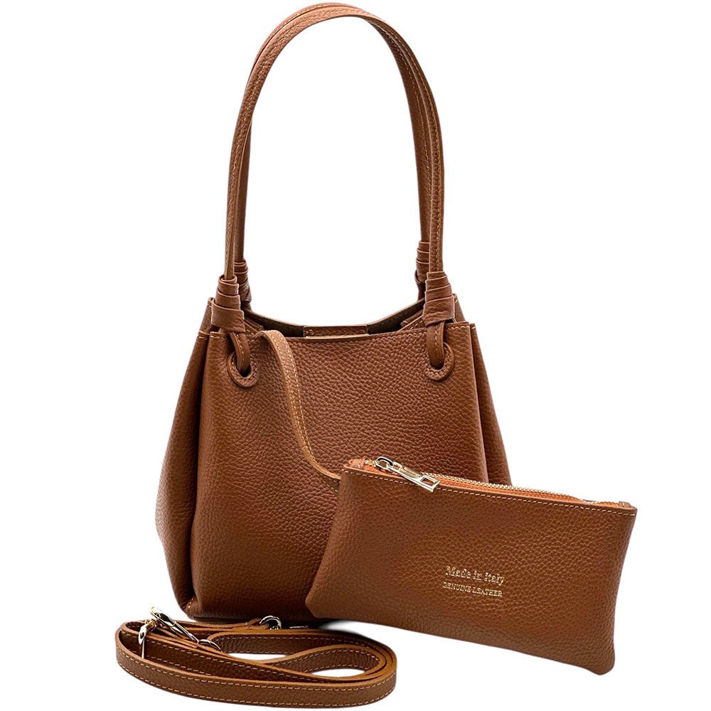 Ornella Pebbled Leather Shoulder Tote Bag - Leather Italiano