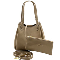 Ornella Pebbled Leather Shoulder Tote Bag - Leather Italiano