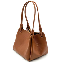 Ornella Pebbled Leather Shoulder Tote Bag - Leather Italiano