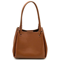 Ornella Pebbled Leather Shoulder Tote Bag - Leather Italiano