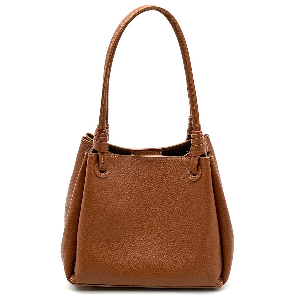Ornella Pebbled Leather Shoulder Tote Bag - Leather Italiano
