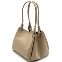 Ornella Pebbled Leather Shoulder Tote Bag - Leather Italiano