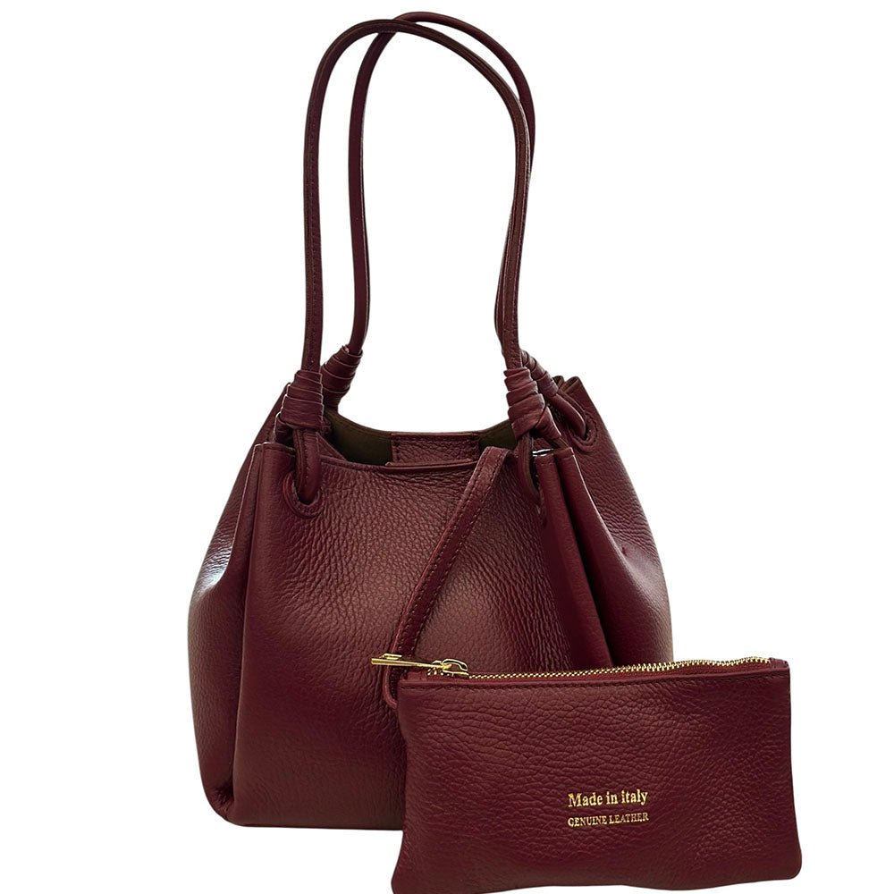 Ornella Pebbled Leather Shoulder Tote Bag - Leather Italiano
