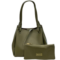Ornella Pebbled Leather Shoulder Tote Bag - Leather Italiano