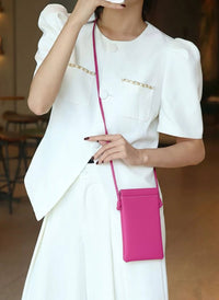 Perla Cow Leather Phone Crossbody Bag - Leather Italiano