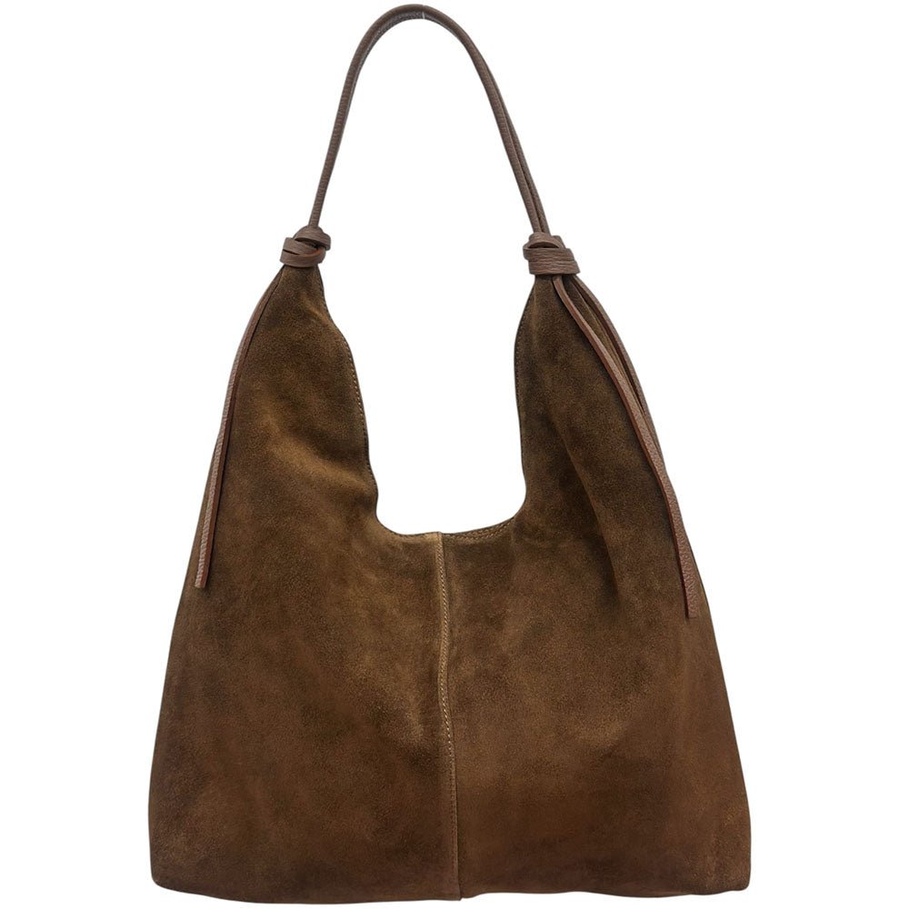 Petra Large Italian Suede Shoulder Bag - Leather Italiano