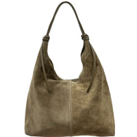 Petra Large Italian Suede Shoulder Bag - Leather Italiano
