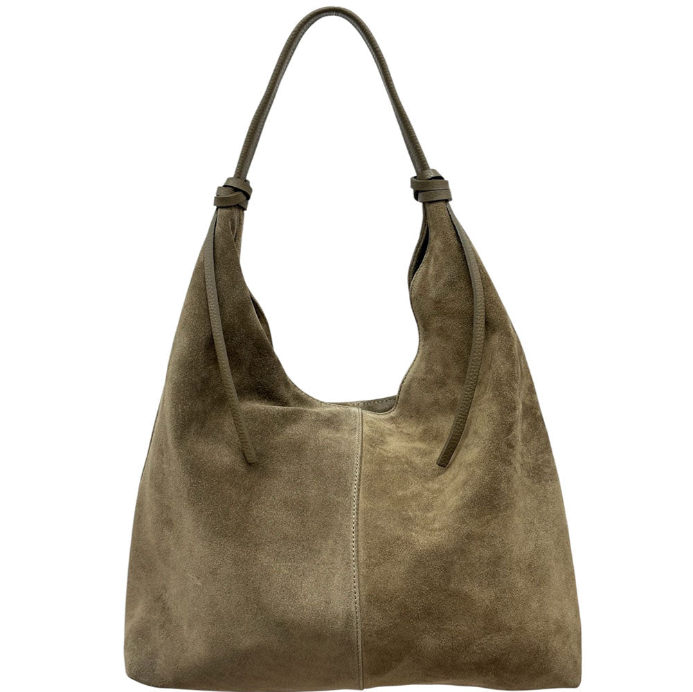 Petra Large Italian Suede Shoulder Bag - Leather Italiano