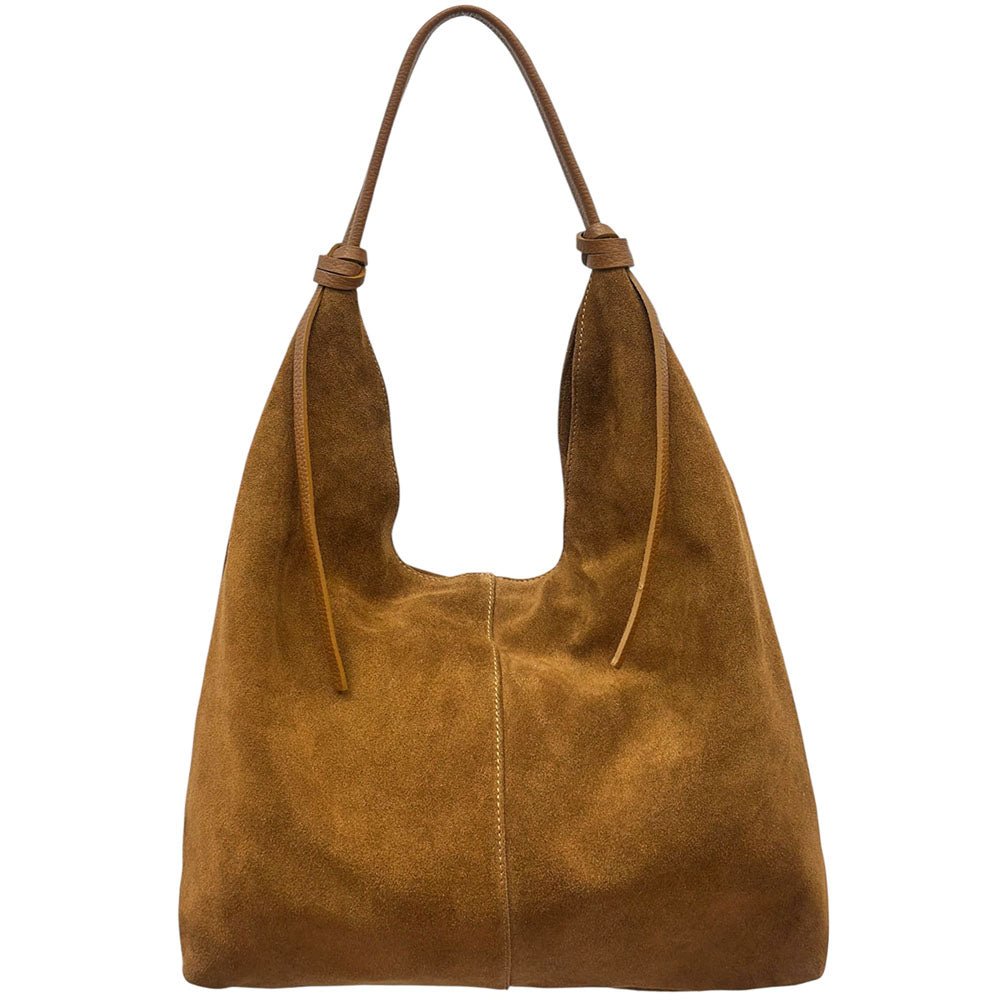 Petra Large Italian Suede Shoulder Bag - Leather Italiano