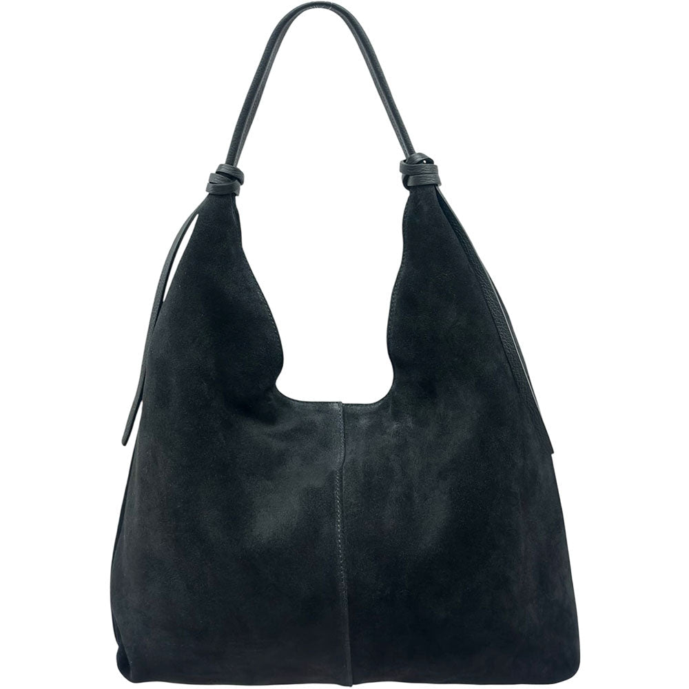 Petra Large Italian Suede Shoulder Bag - Leather Italiano