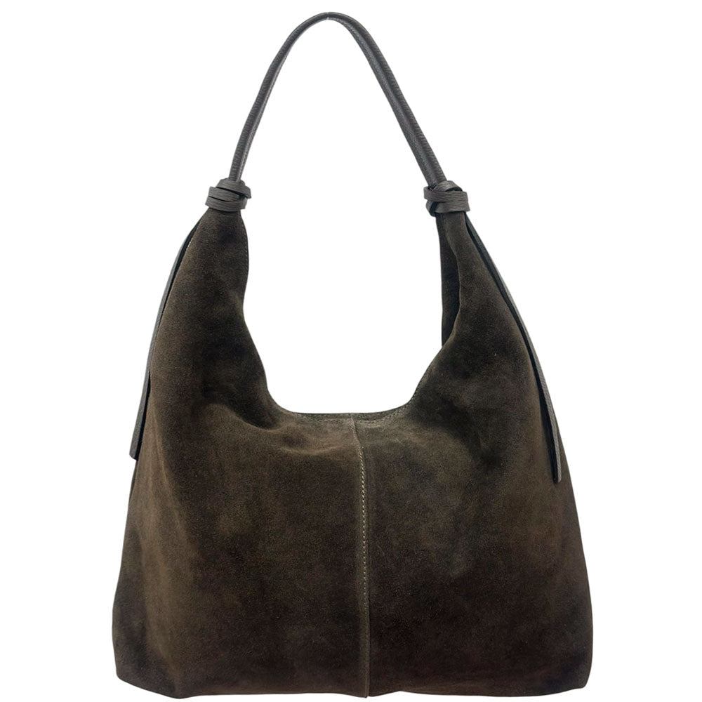 Petra Large Italian Suede Shoulder Bag - Leather Italiano