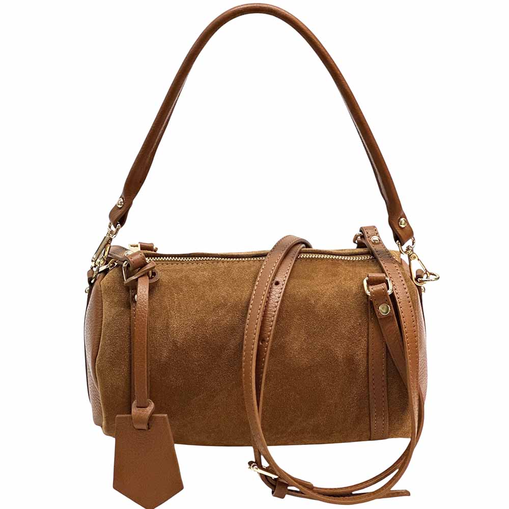 Petra Suede Leather Handbag – Handmade in Florence (Convertible Shoulder & Crossbody) - Leather Italiano