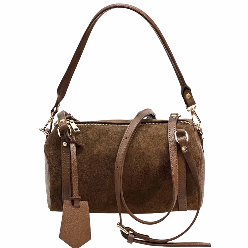 Petra Suede Leather Handbag – Handmade in Florence (Convertible Shoulder & Crossbody) - Leather Italiano