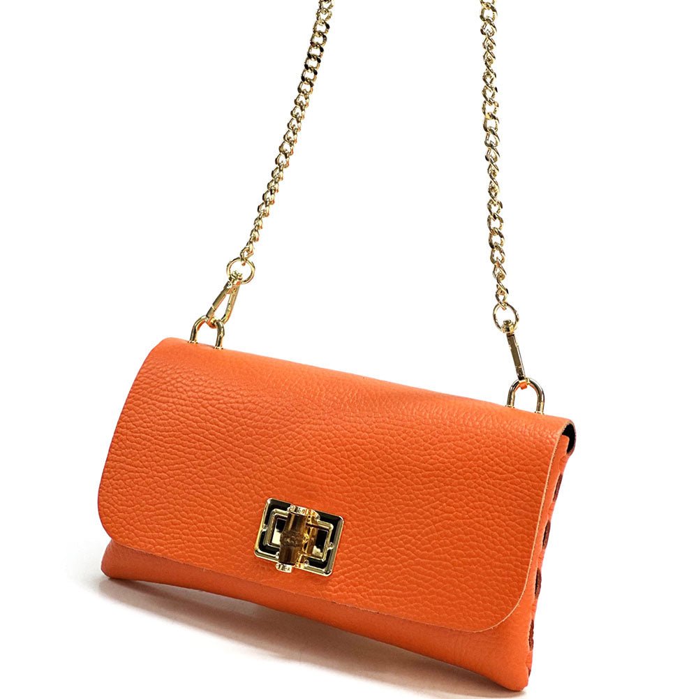 Rebecca Italian Leather Wallet Bag with Chain Strap - Leather Italiano