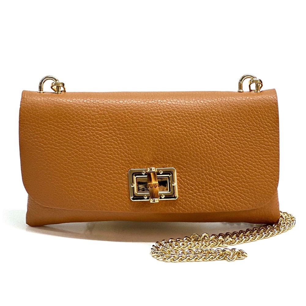 Rebecca Italian Leather Wallet Bag with Chain Strap - Leather Italiano