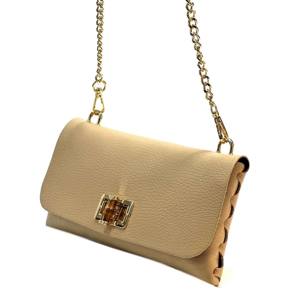 Rebecca Italian Leather Wallet Bag with Chain Strap - Leather Italiano