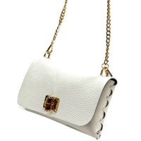 Rebecca Italian Leather Wallet Bag with Chain Strap - Leather Italiano