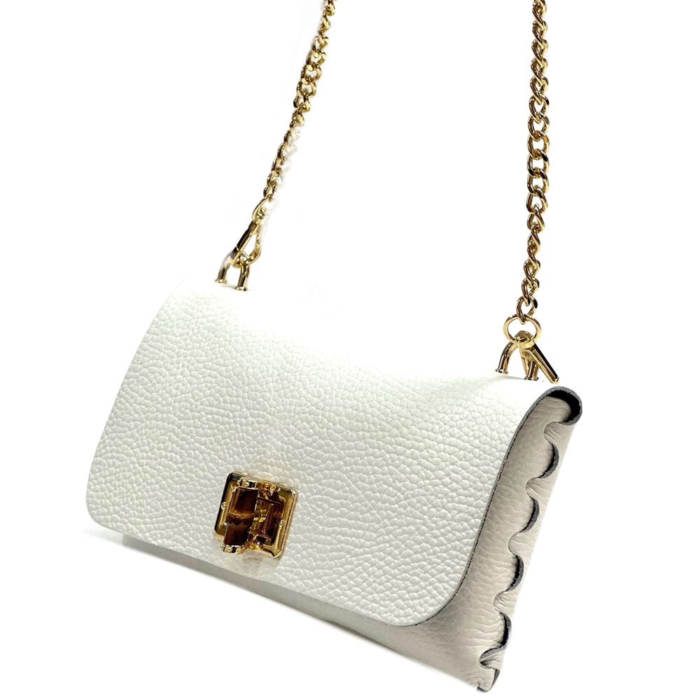 Rebecca Italian Leather Wallet Bag with Chain Strap - Leather Italiano