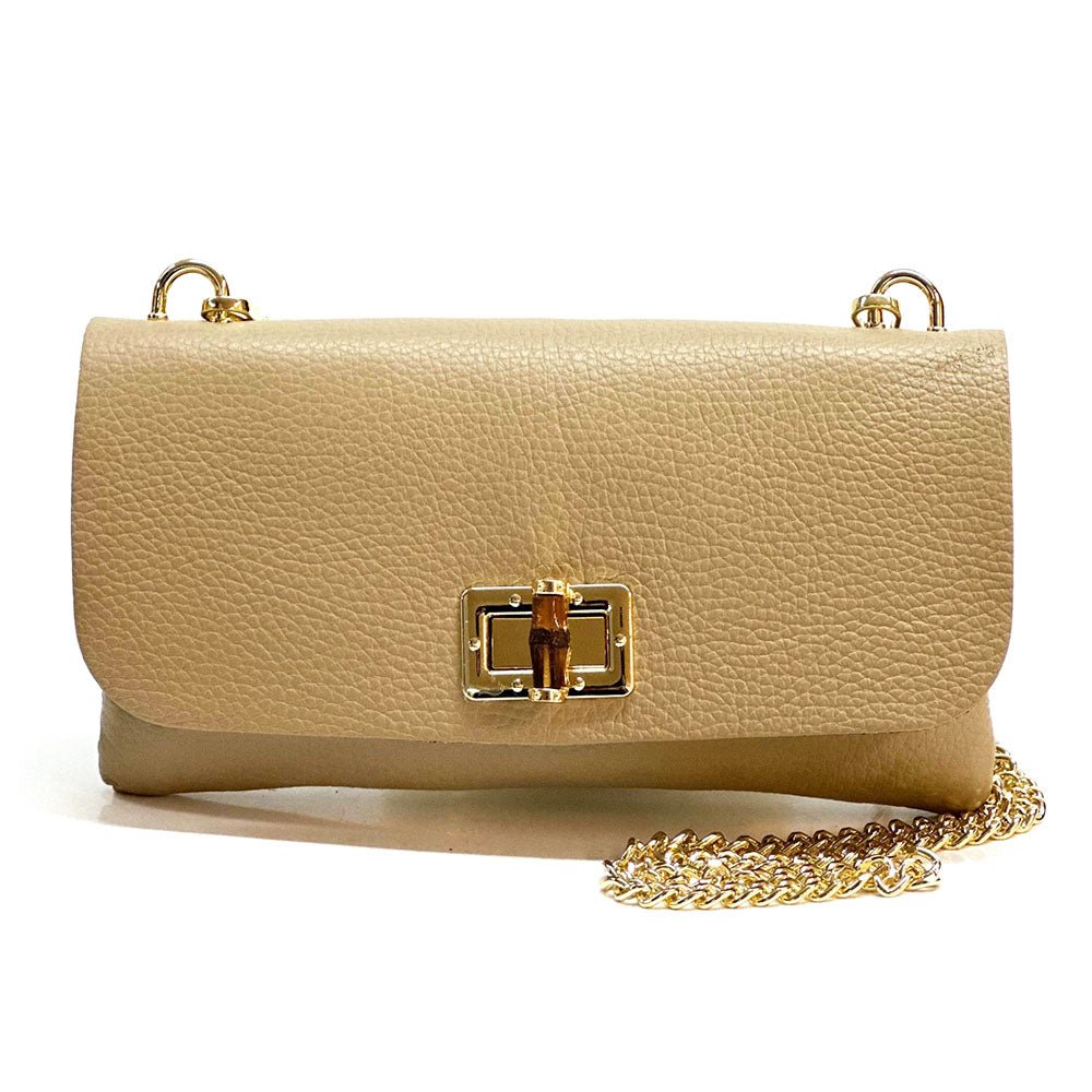 Rebecca Italian Leather Wallet Bag with Chain Strap - Leather Italiano