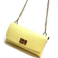 Rebecca Italian Leather Wallet Bag with Chain Strap - Leather Italiano