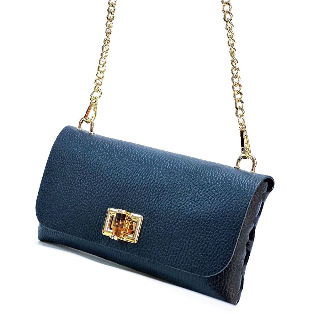 Rebecca Italian Leather Wallet Bag with Chain Strap - Leather Italiano