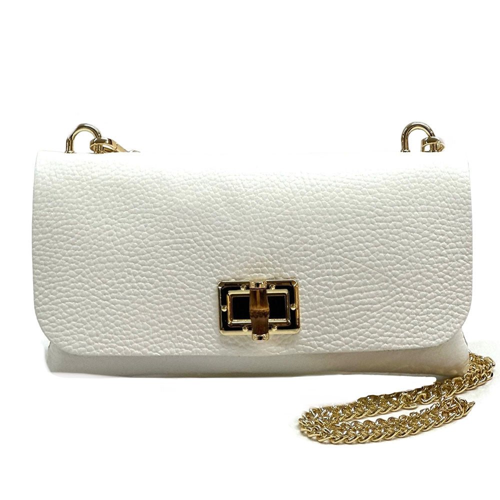 Rebecca Italian Leather Wallet Bag with Chain Strap - Leather Italiano