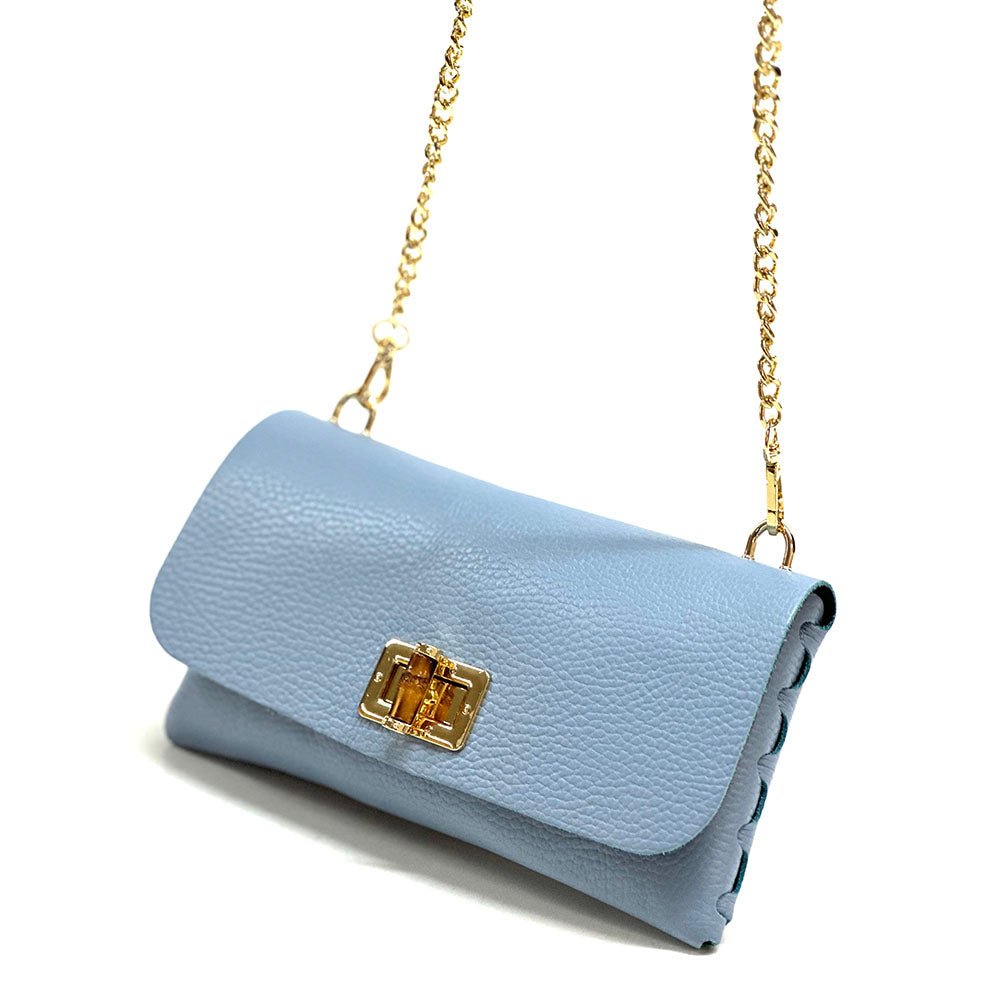 Rebecca Italian Leather Wallet Bag with Chain Strap - Leather Italiano