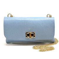 Rebecca Italian Leather Wallet Bag with Chain Strap - Leather Italiano