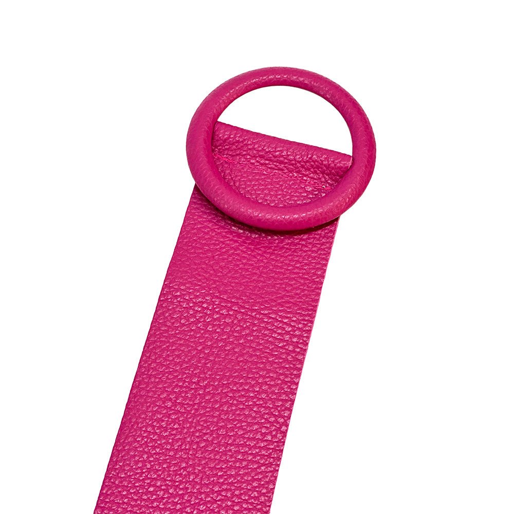Rings of Elegance Genuine Leather Belt with Decorative Ring - Leather Italiano