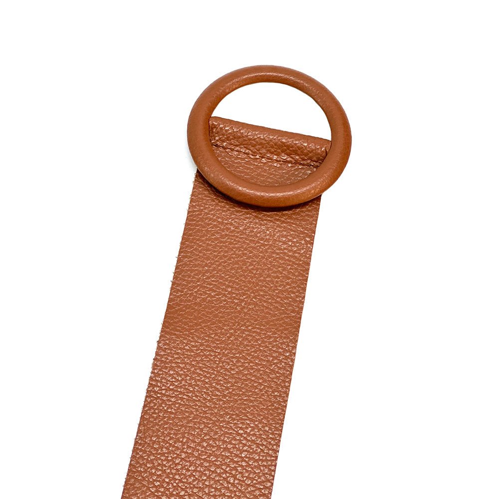 Rings of Elegance Genuine Leather Belt with Decorative Ring - Leather Italiano