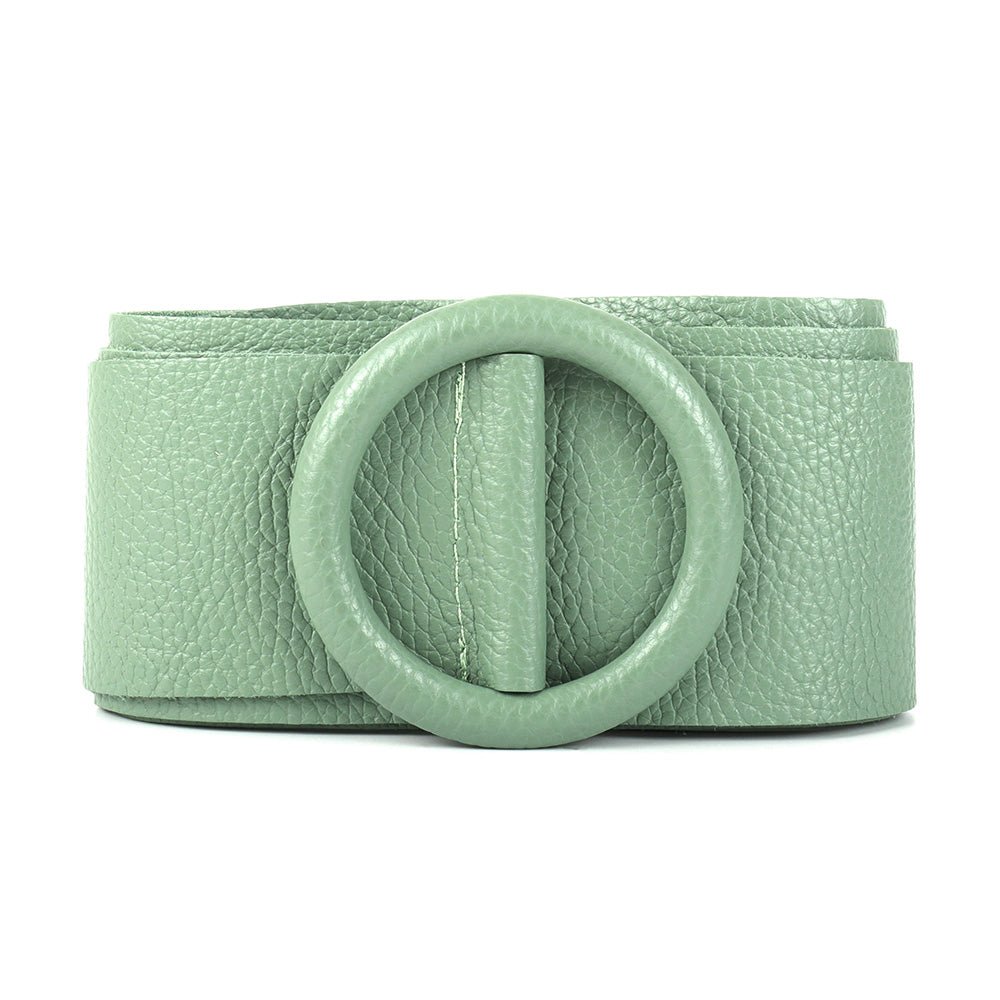 Rings of Elegance Genuine Leather Belt with Decorative Ring - Leather Italiano