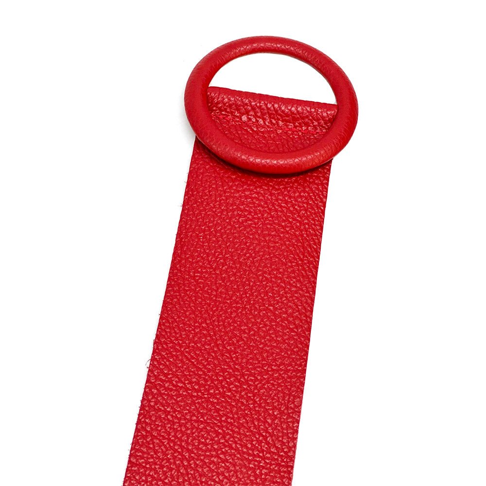 Rings of Elegance Genuine Leather Belt with Decorative Ring - Leather Italiano