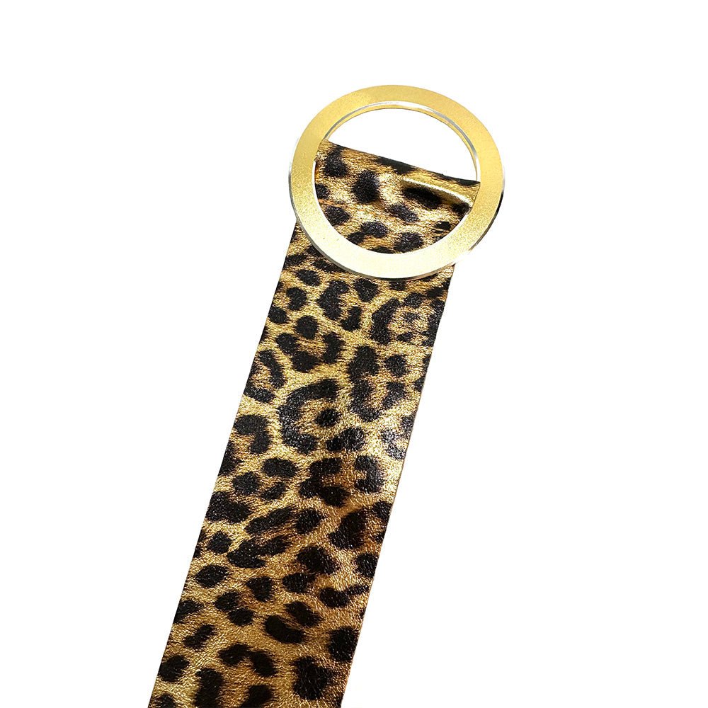 Rings of Elegance Genuine Leather Belt with Decorative Ring - Leather Italiano