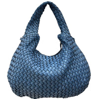 Romilda Woven Washed Cow Leather Hobo Bag - Leather Italiano