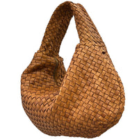 Romilda Woven Washed Cow Leather Hobo Bag - Leather Italiano