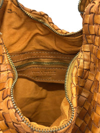 Romilda Woven Washed Cow Leather Hobo Bag - Leather Italiano