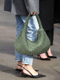 Romilda Woven Washed Cow Leather Hobo Bag - Leather Italiano