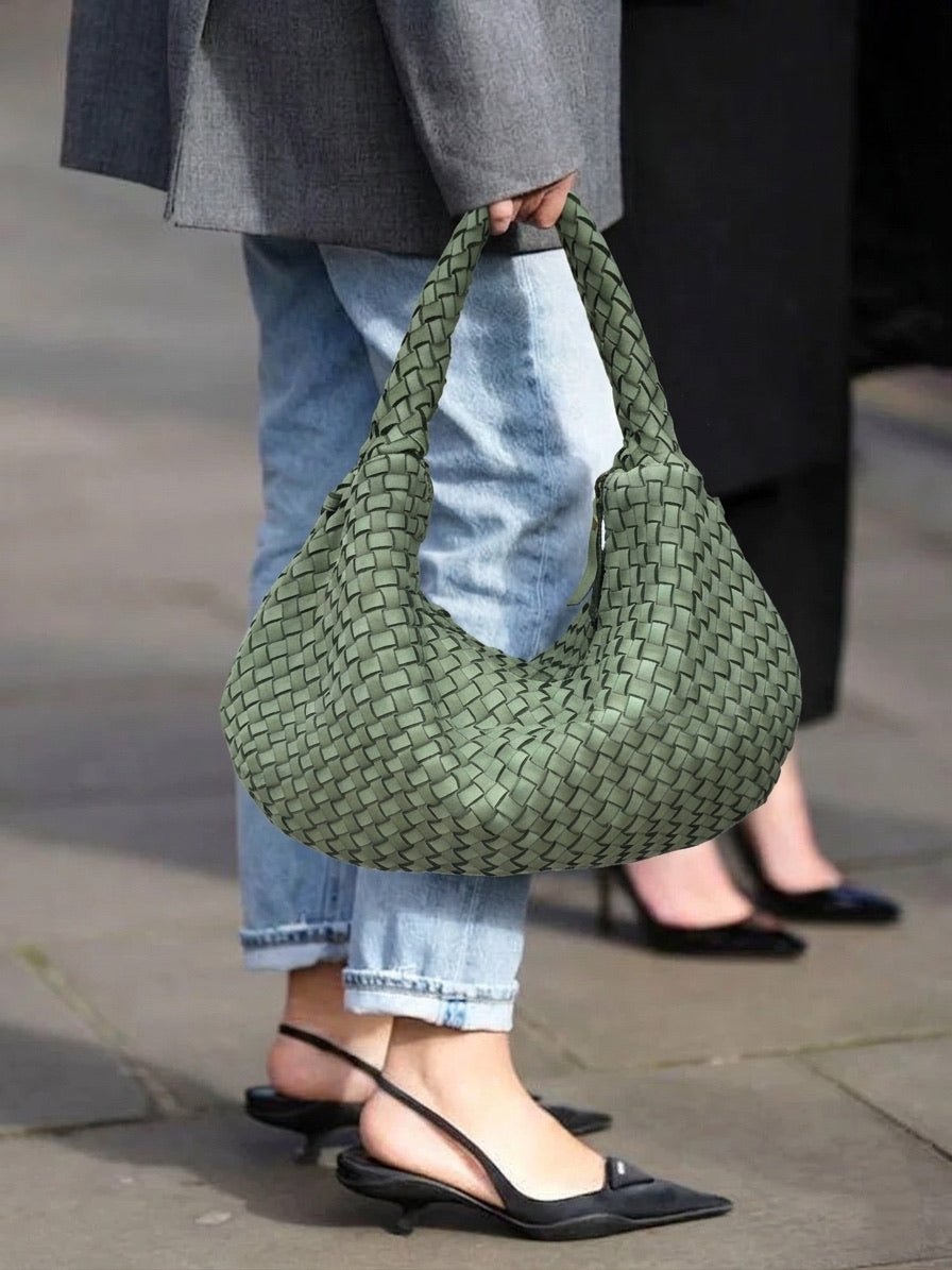Romilda Woven Washed Cow Leather Hobo Bag - Leather Italiano