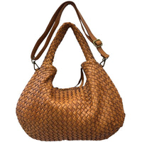 Romilda Woven Washed Cow Leather Hobo Bag - Leather Italiano