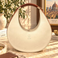 Sabina Hand-Dyed Leather Half-Moon Shoulder Bag - Leather Italiano