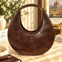 Sabina Hand-Dyed Leather Half-Moon Shoulder Bag - Leather Italiano