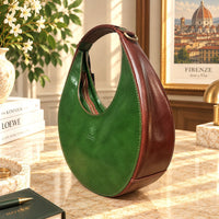 Sabina Hand-Dyed Leather Half-Moon Shoulder Bag - Leather Italiano