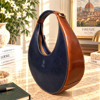 Sabina Hand-Dyed Leather Half-Moon Shoulder Bag - Leather Italiano