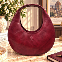 Sabina Hand-Dyed Leather Half-Moon Shoulder Bag - Leather Italiano