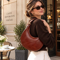 Sabina Hand-Dyed Leather Half-Moon Shoulder Bag - Leather Italiano