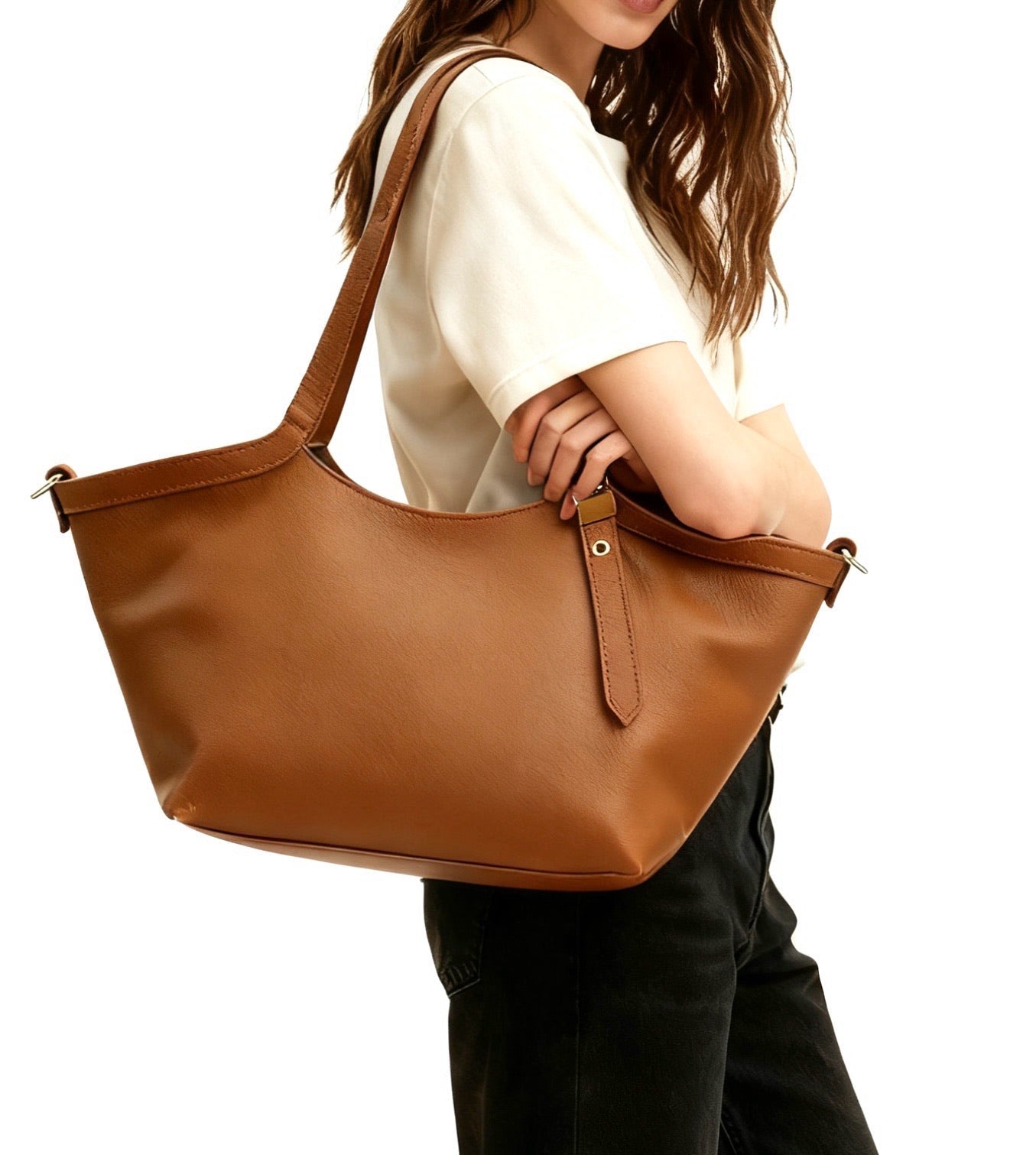 Samantha Italian Cow Leather Shoulder Bag - Leather Italiano
