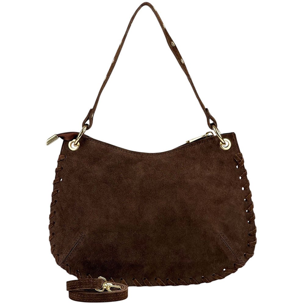 Savannah Suede Leather Shoulder Bag - Leather Italiano