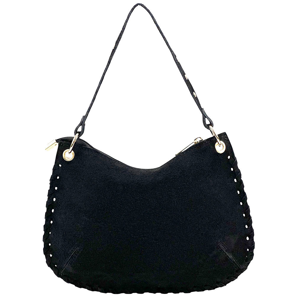 Savannah Suede Leather Shoulder Bag - Leather Italiano