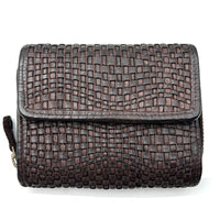 Selenia Washed Cow Leather Woven Wallet - Leather Italiano
