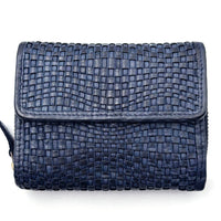 Selenia Washed Cow Leather Woven Wallet - Leather Italiano